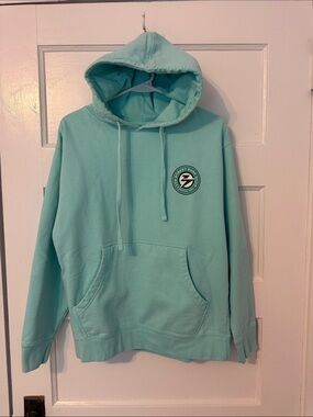 Mint Green Pullover Hoodie with Logo - Women’s Sweatshirt